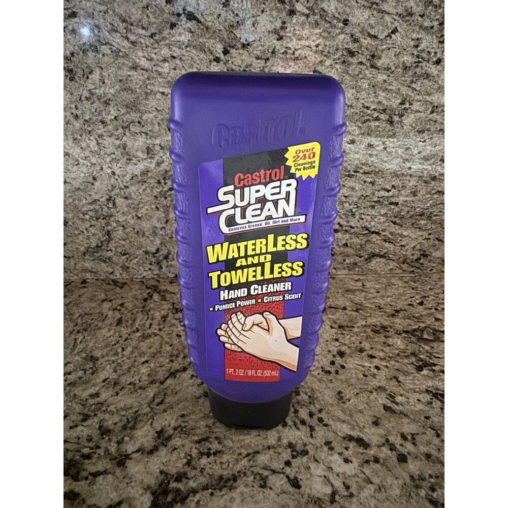 100% FULL CASTROL Super Clean Waterless & Towelless Hand Cleaner 18oz Purple HTF